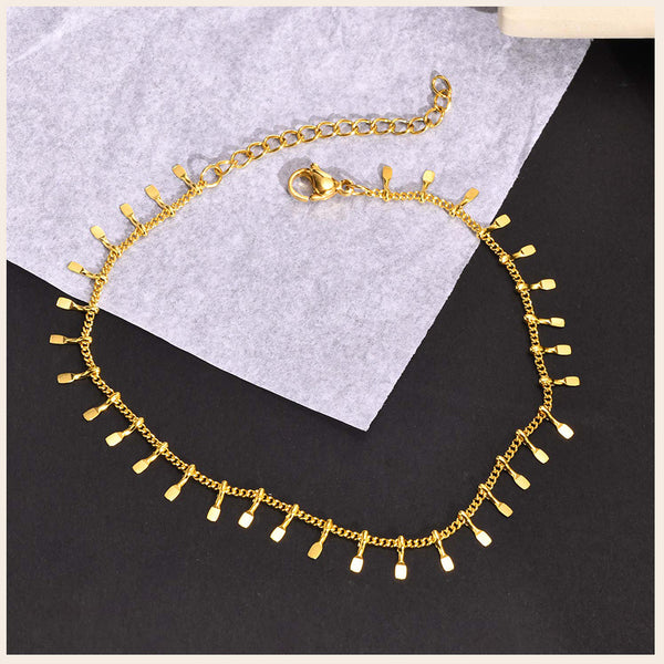Bohemian Stainless Steel Tassel Anklet for Beachwear