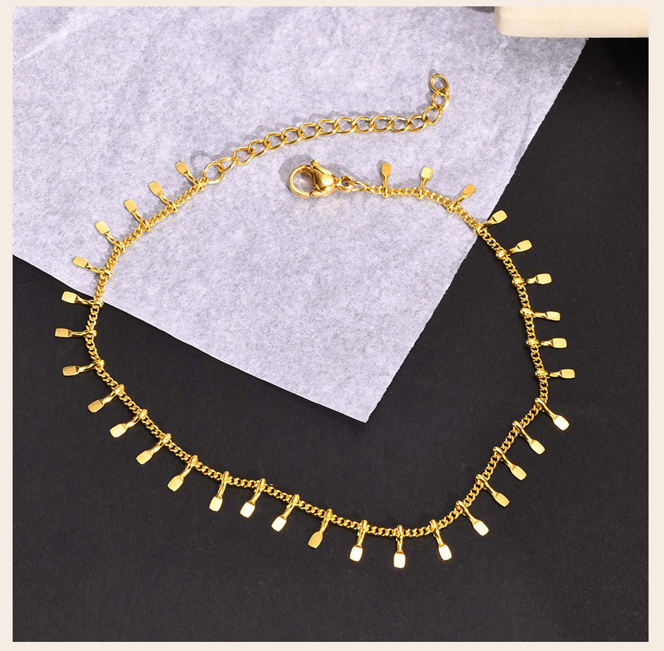 Bohemian Stainless Steel Tassel Anklet for Beachwear