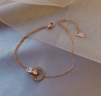 Titanium Steel Zircon Flower Bracelet