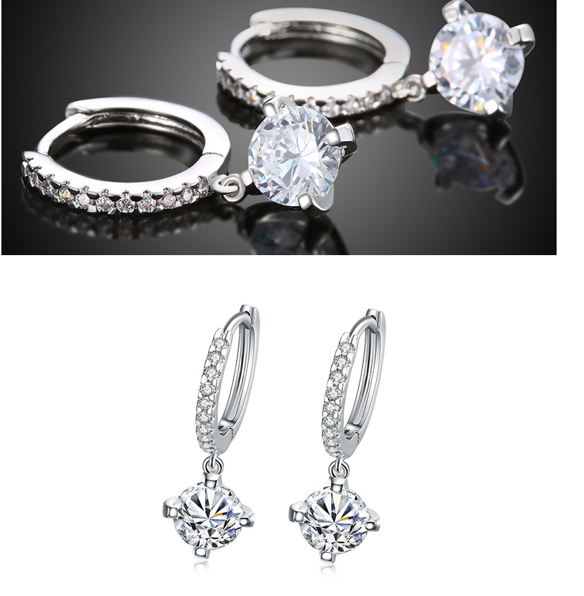 Zircon & Diamond Stud Earrings