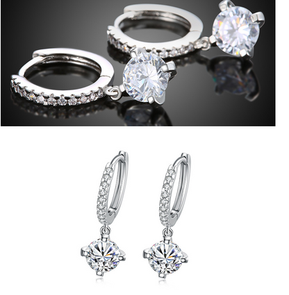 Zircon & Diamond Stud Earrings