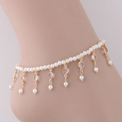 Pearl Tassel Anklet and Pearl Anklet