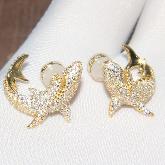 Sterling Silver Shark Stud Earrings