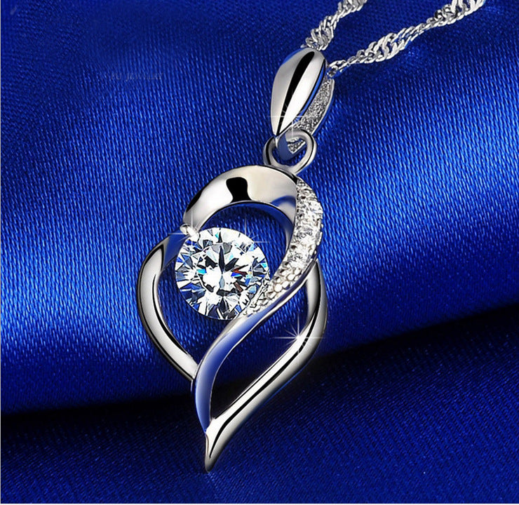 Silver Zircon Pendant Necklace