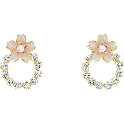 Pink Cherry Blossom Stud Earrings