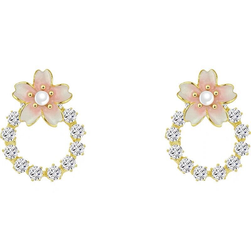 Pink Cherry Blossom Stud Earrings