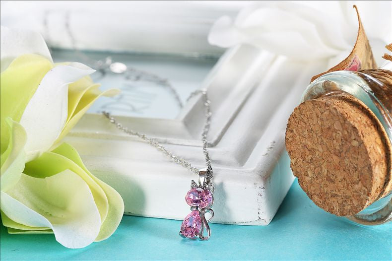 Silver Cat Pendant Necklace