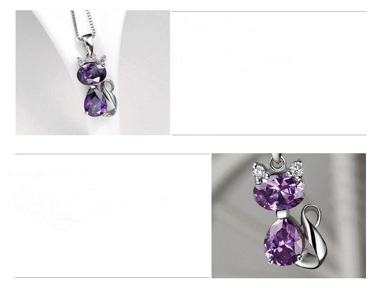 Silver Cat Pendant Necklace