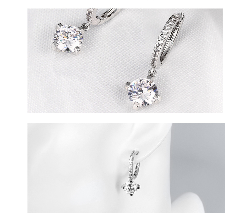 Zircon & Diamond Stud Earrings