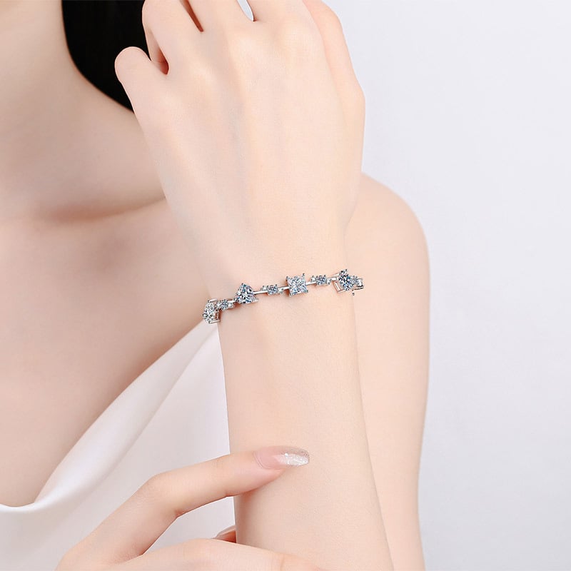 Sterling Silver Moissanite Shaped Bracelet