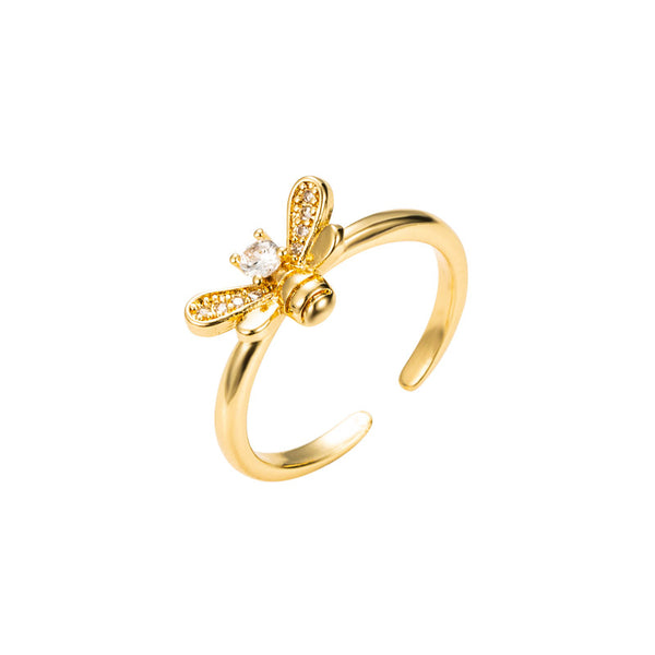 Golden Bee Fishbone Ring