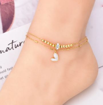 Jewelry with Heart-Shaped Rhinestone Anklet