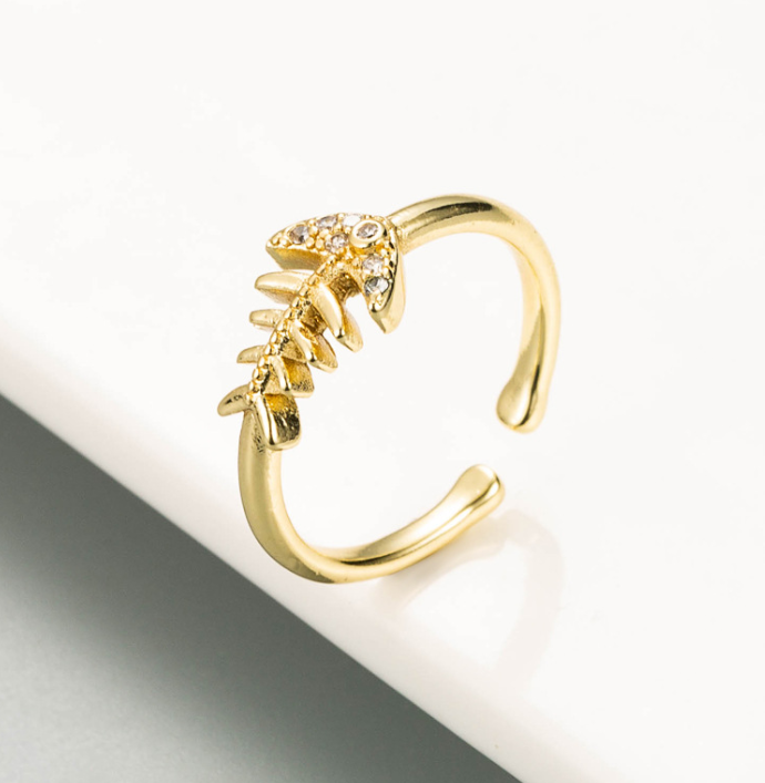 Golden Bee Fishbone Ring