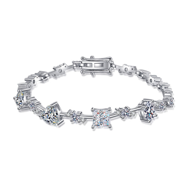 Sterling Silver Moissanite Shaped Bracelet