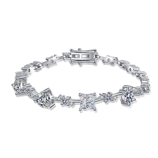 Sterling Silver Moissanite Shaped Bracelet