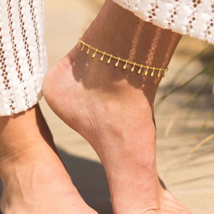 Bohemian Stainless Steel Tassel Anklet for Beachwear