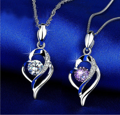 Silver Zircon Pendant Necklace
