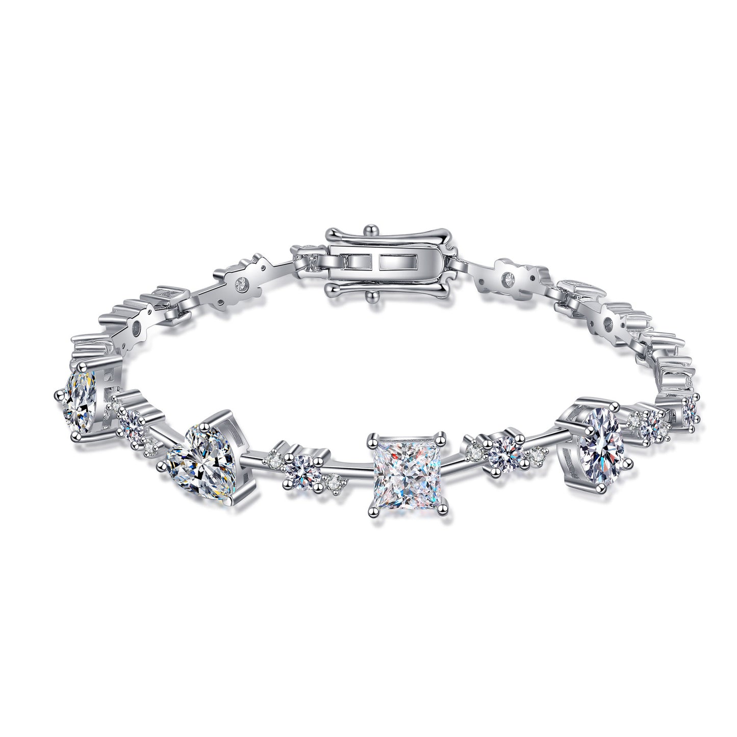 Sterling Silver Moissanite Shaped Bracelet