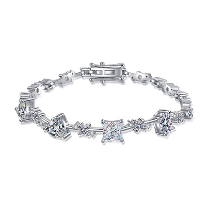 Sterling Silver Moissanite Shaped Bracelet
