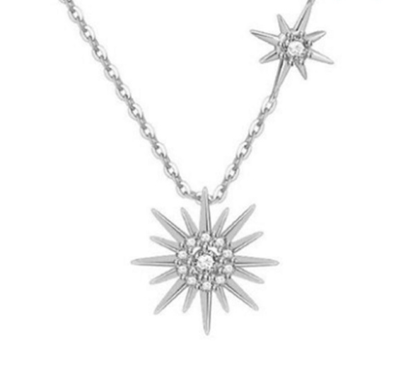 Silver Sun Pendant Necklace