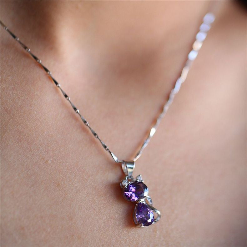 Silver Cat Pendant Necklace
