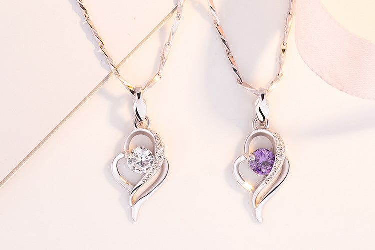 Silver Zircon Pendant Necklace