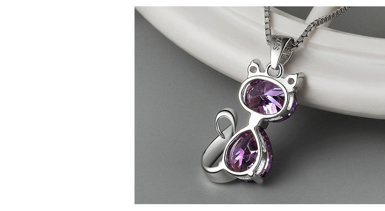 Silver Cat Pendant Necklace