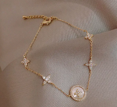 Titanium Steel Zircon Flower Bracelet