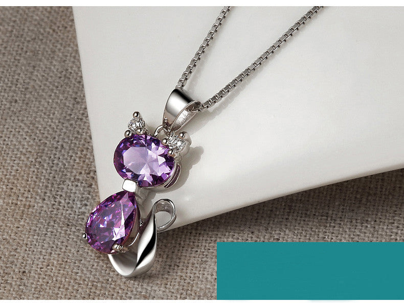 Silver Cat Pendant Necklace